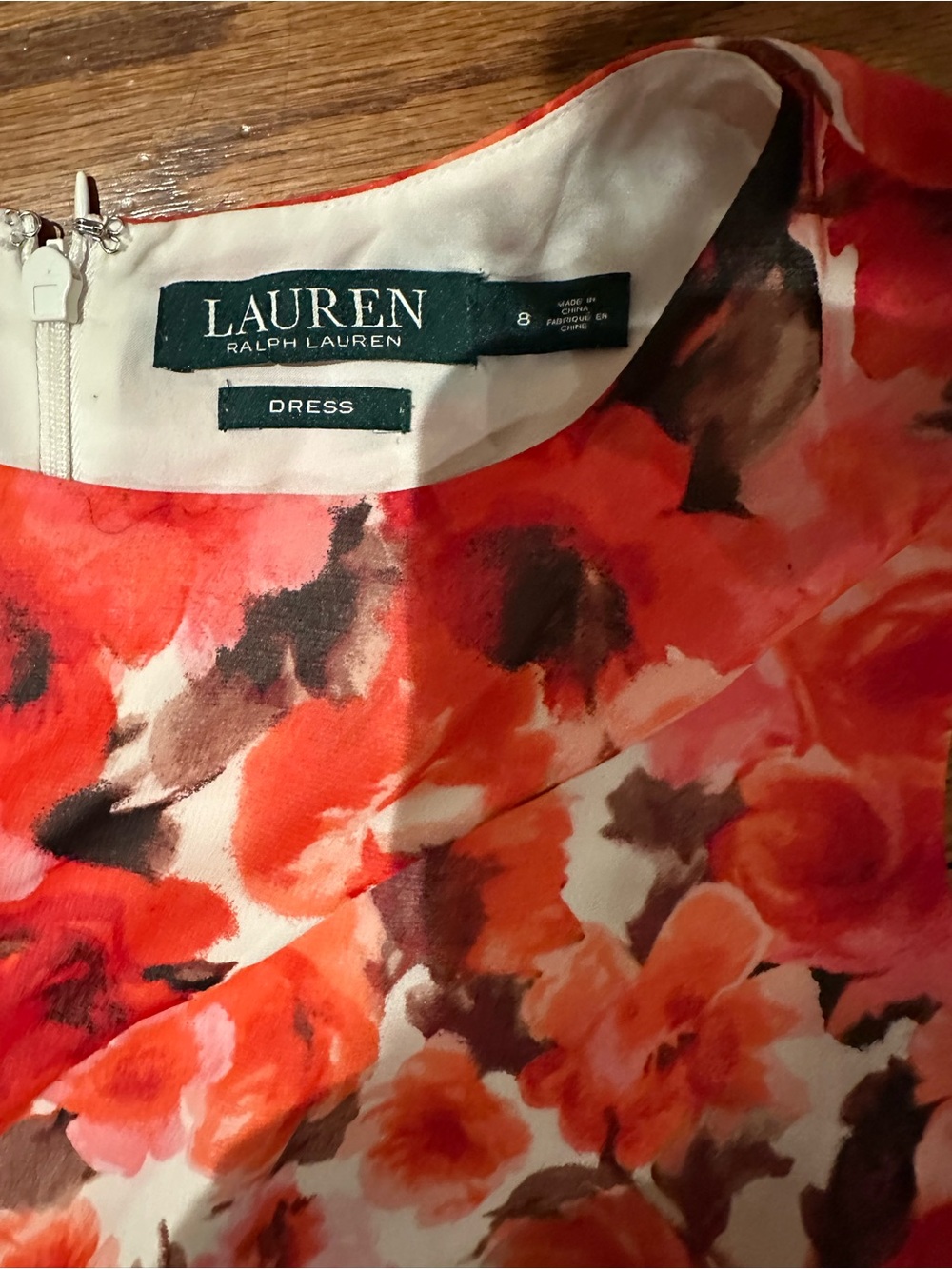Lauren Ralph Lauren Floral Sleeveless Midi Dress in Red and Pink  NWT - Picture 7 of 7